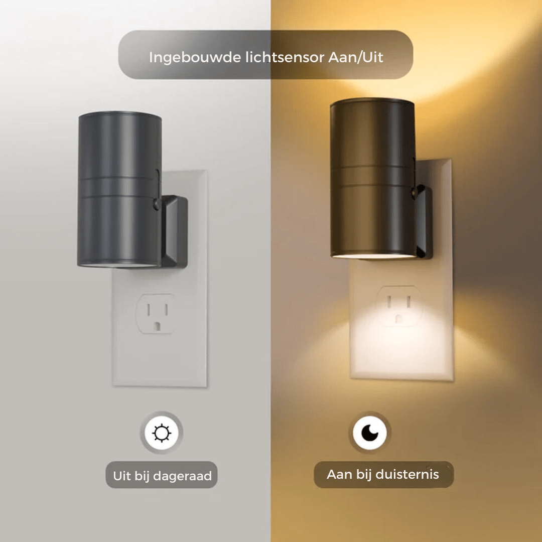 Restfield | Wandleuchte mit Lichtsensor für Steckdose – Warmes LED-Nachtlicht