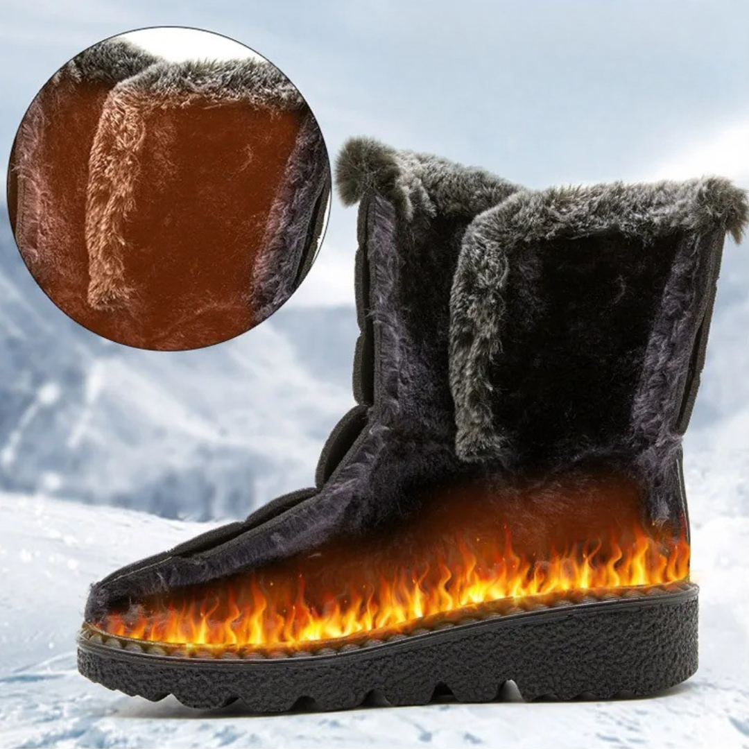 Waterdichte Dames Winterlaarzen met Klittenband Warme Gevoerde Antislip Snowboots Comfortabel Winterschoeisel | Sansoti