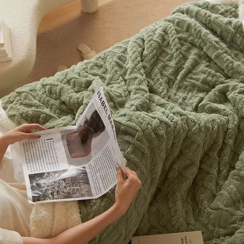 Dikke Winterdeken Lamswol Dubbelzijdig Fleece Warm Zachte Plaid Slaapkamer Bed 200x230 Thermisch Comfort | Sansoti