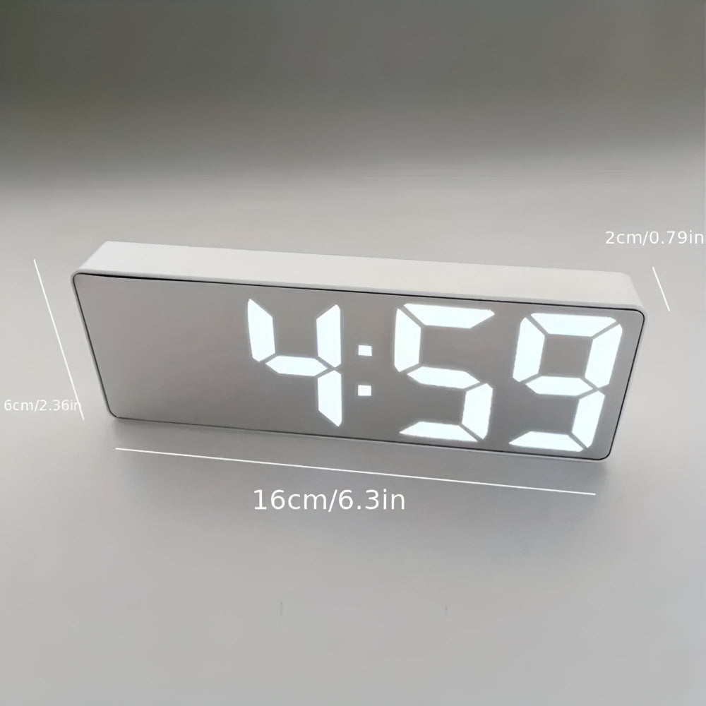 Digitale LED Spiegelwekker met Datum en Temperatuur — Minimalistisch Design voor Slaapkamer en Bureau | Sansoti
