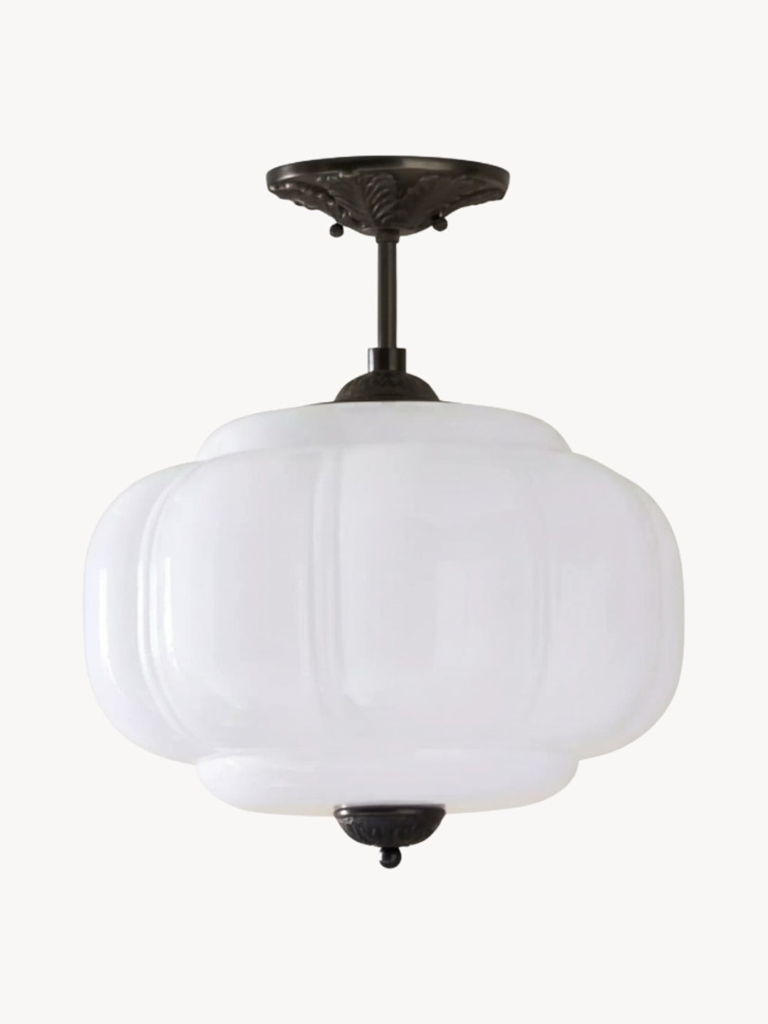 Vintage Melkglas Plafondlamp Geschulpt Rand Wit Roze Groen Blauw Helder Mat Glas Semi-Flush Hanglamp Messing Zwart Finish | Sansoti