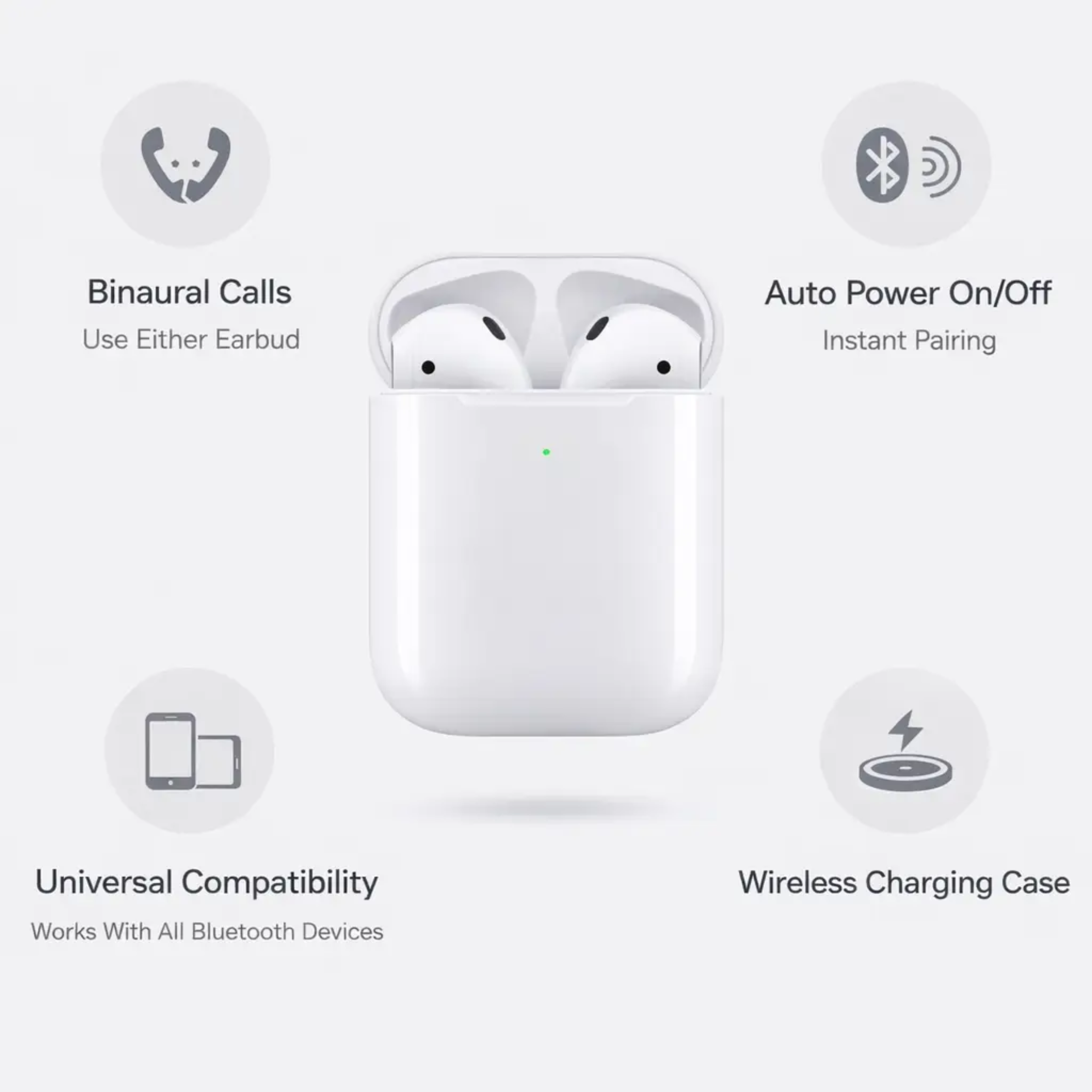 Draadloze Bluetooth Oordopjes met Oplaadcase – Compacte In-Ear Headset met Microfoon | Sansoti
