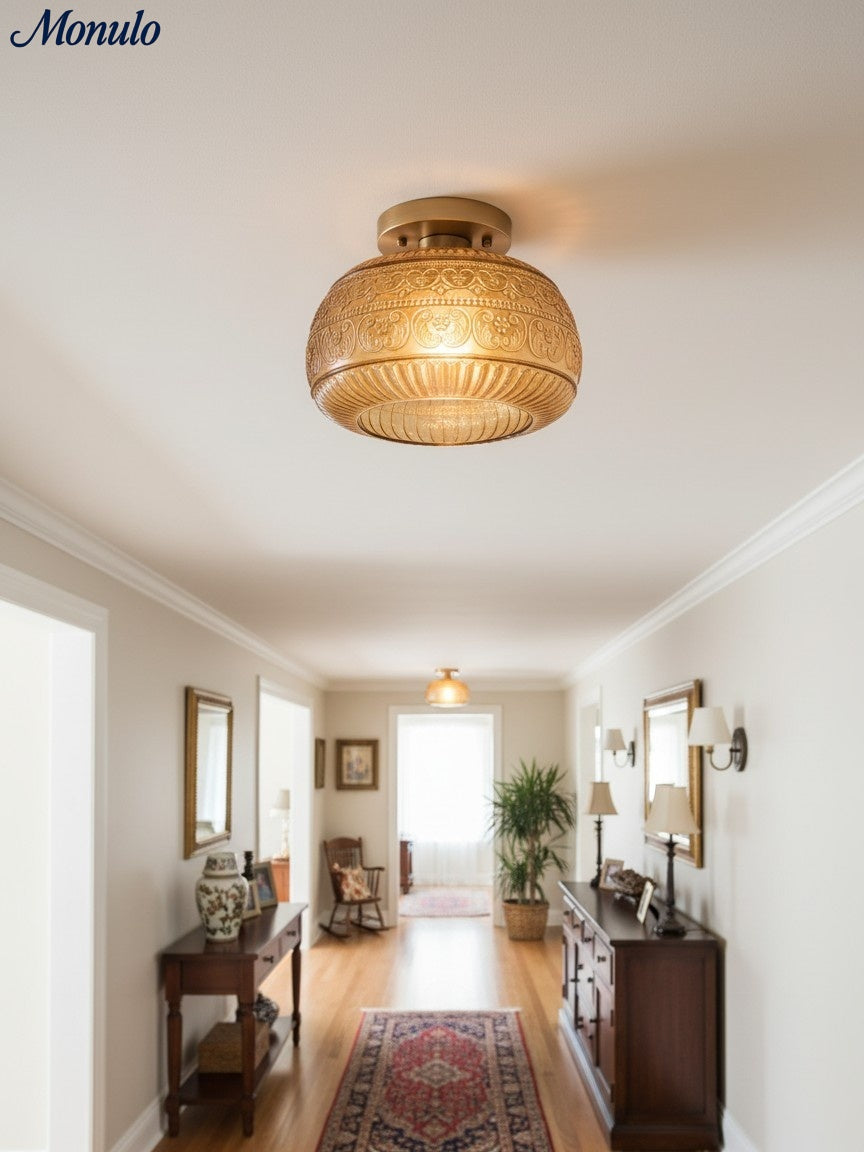Glazen Bol Plafondlamp Getextureerd Glas Semi-Flush Verlichting voor Elke Ruimte | Sansoti