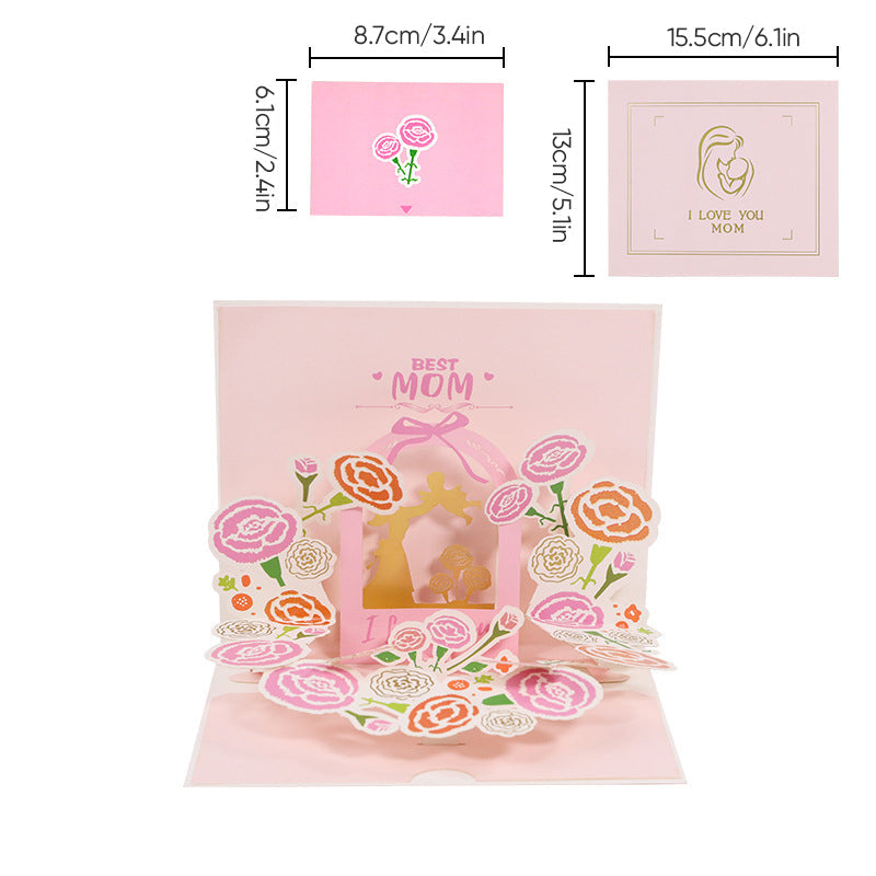 3D-Pop-up-Grußkarte mit Blumenmotiv für Muttertag, Geburtstag und Jubiläum - persönliches Geschenk und Grußkarte | Sansoti