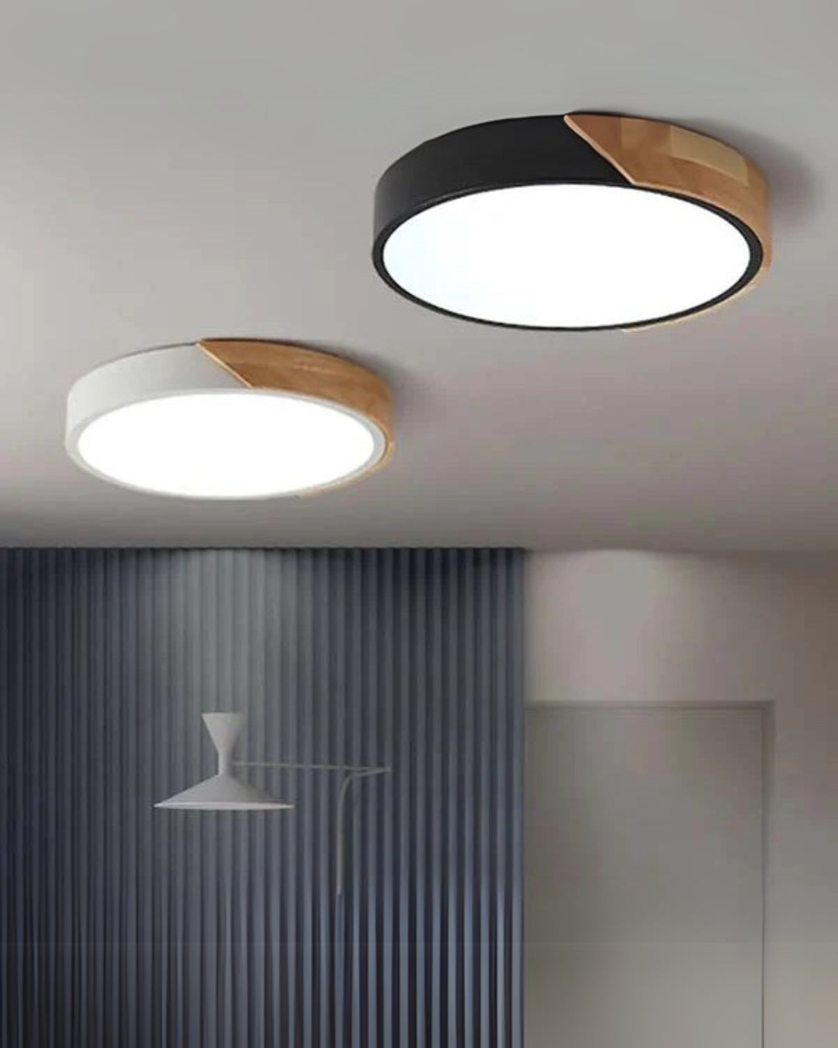 Moderne runde Deckenleuchte mit Holz-Akzent und LED-Beleuchtung – minimalistische Designlampe in 23 30 40 50 und 60 cm | Restfield