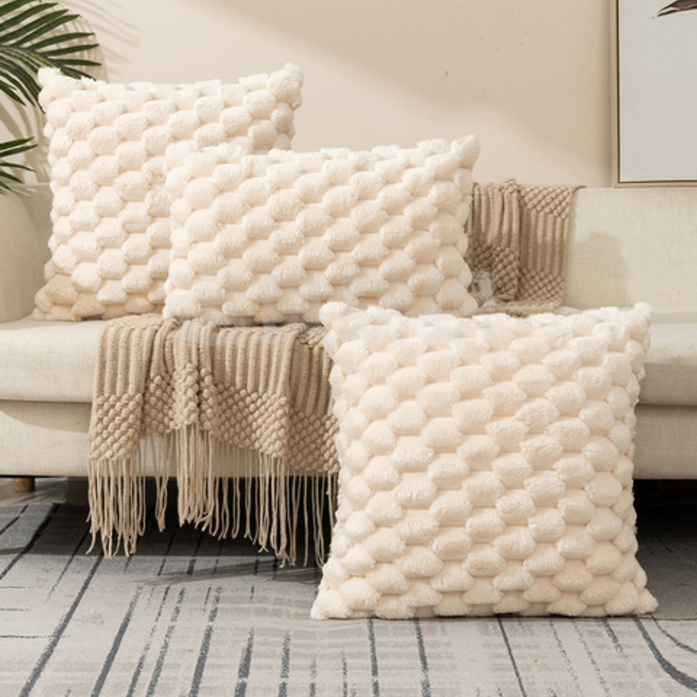 Kussenhoes 3D textuur katoen polyester roze sierkussen bank slaapkamer decoratief zacht hoes kussen vierkant rechthoek | Sansoti