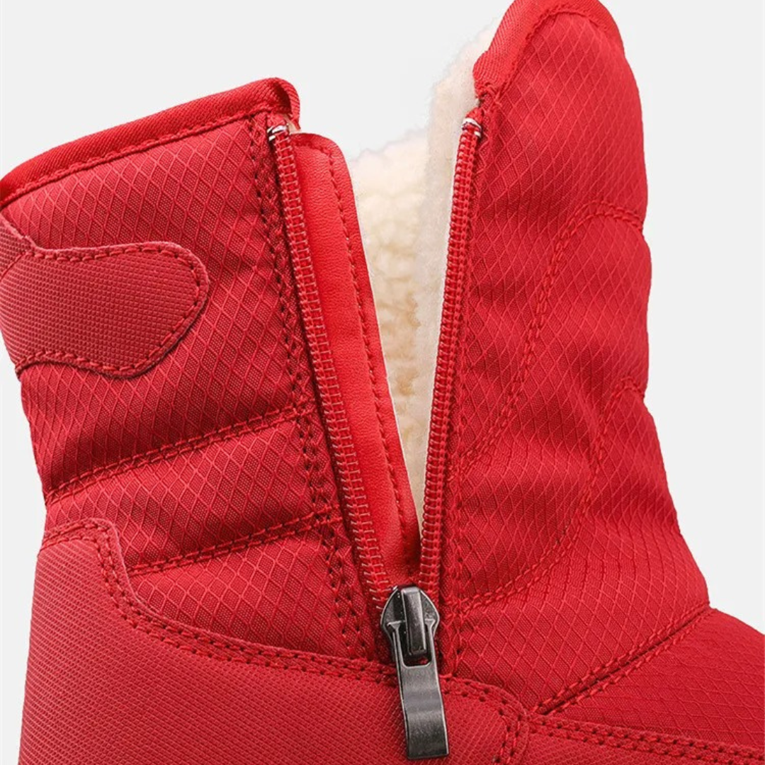 Waterdichte Dameslaarzen Warm Gevoerd Plush Winter Snowboots Antislip Zool Enkellaars Ritssluiting Winterschoenen | Sansoti