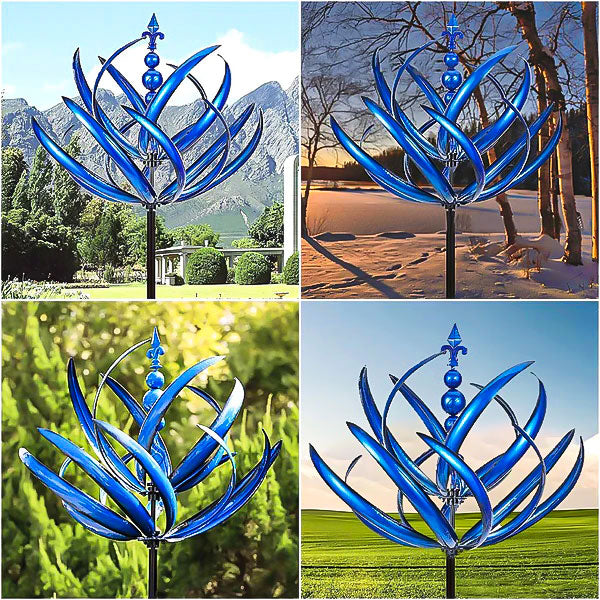 Tuinwindmolen Draaibaar Metaal Weervaan Vogel Design Blauw Rood 90cm voor Terras Tuin Balkon Decoratie | Sansoti