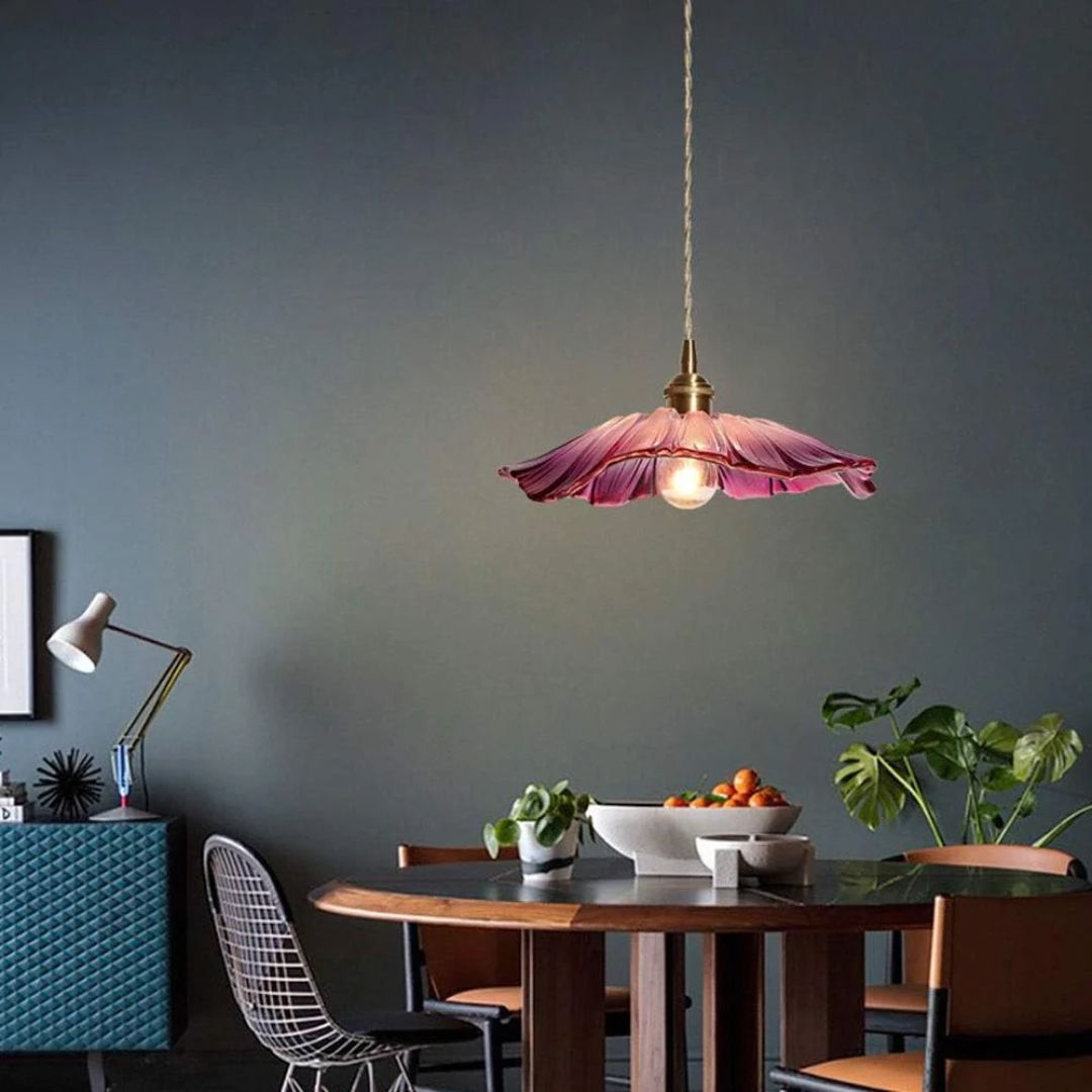 Sansoti | Cullivan Bloemvormige Hanglamp – Glazen Hanglamp met Gouden Fitting voor Woonkamer & Eetkamer