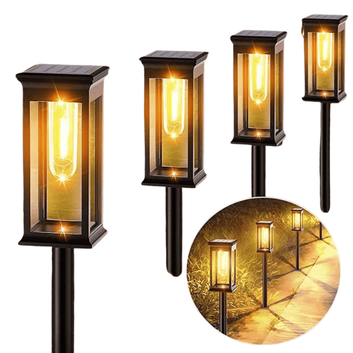 Solar-Powered Garden Lighting Black LED 40cm 54cm Set Path Lights Outdoor Atmospheric Garden Path Decoration | Sansoti