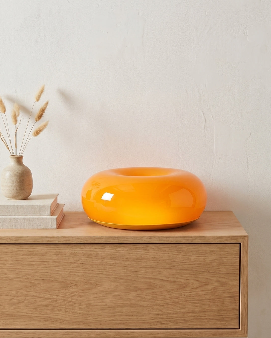 NARA Sculptural Donut Lamp met 3 Kleurtemperaturen – Dimbare Glazen Tafellamp Bauhaus Design Touch Control Wandmonteerbaar Ambient Lighting | Sansoti