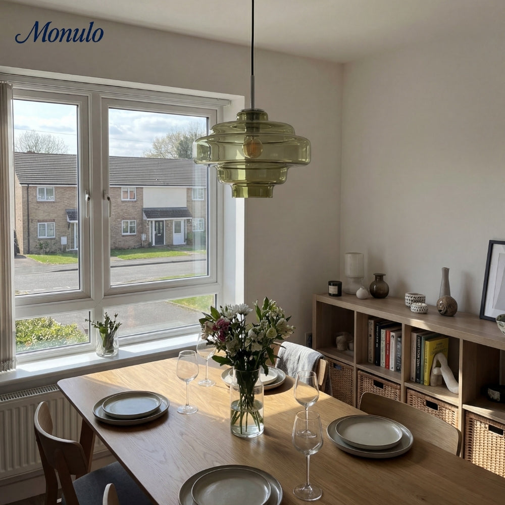 Gekleurde Glazen Hanglamp met Verstelbare Ophanging – Moderne Lichtpunt voor Eetkamer Keuken Woonkamer | Sansoti