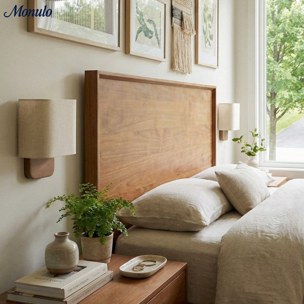 Stoffen Wandlamp met Metalen Fitting voor Leeslicht Slaapkamer | Sansoti