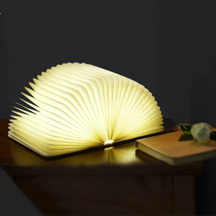 Boeklamp LED met Warm Licht – Decoratieve Houten Lamp in Boekvorm voor Sfeervolle Verlichting | Sansoti