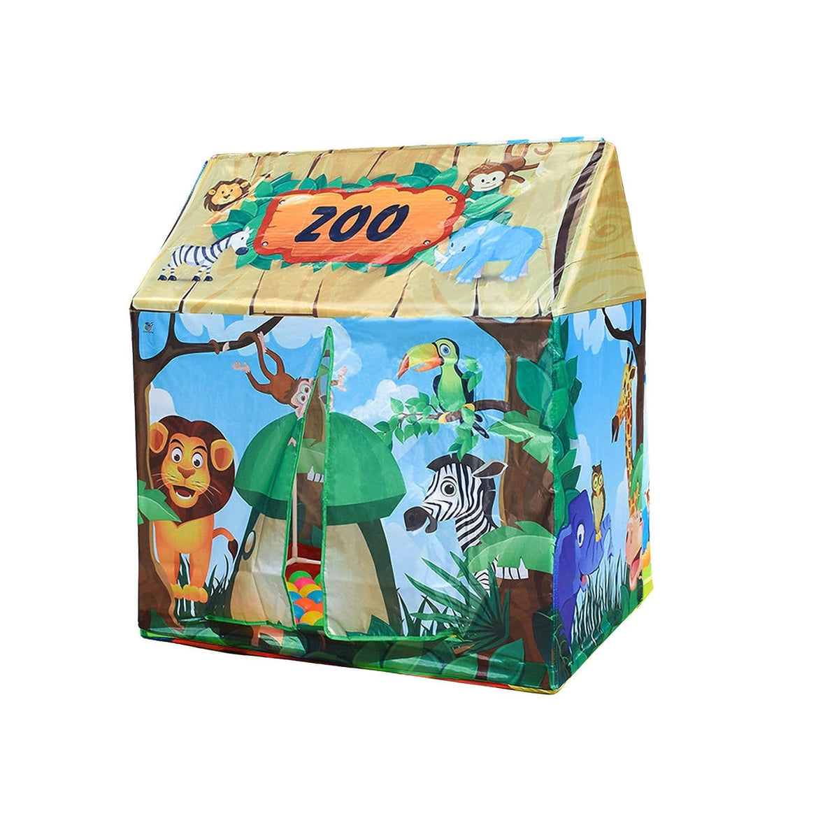 Zabawowy namiot w zoo dla dzieci 93 × 70 × 103 cm, składany domek do zabawy do użytku wewnątrz i na zewnątrz, motyw safari w dżungli | Sansoti