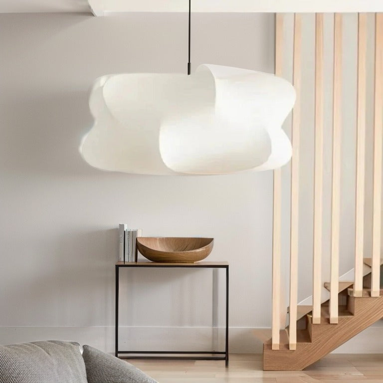Silk Pendant Lamp – Japanese Style – Light Pink or White – Warm White Light – Living Room & Bedroom – Modern Pendant Lighting with Natural Look | Sansoti