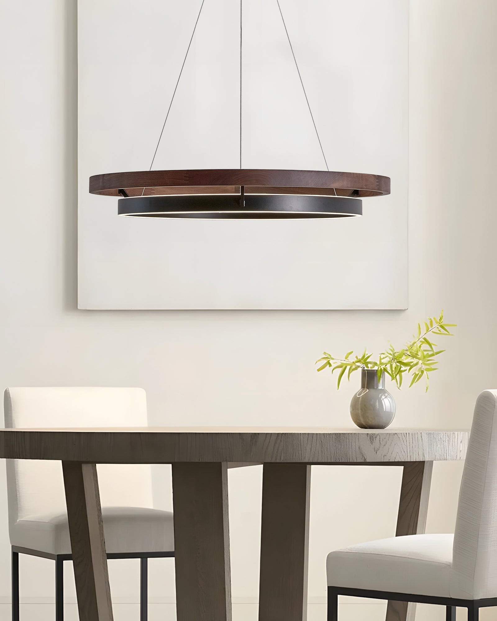 Holz-Ring-Kronleuchter LED Eingebaut Warmweiß Dimmbar Esszimmer Wohnzimmer Deckenlampe Modern Bauernhaus | Restfield