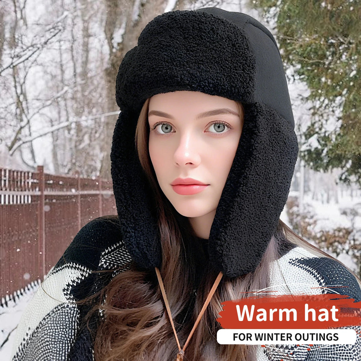 Warm Fleece Winter Hat with Ear Flaps, Unisex Aviator Nordic Style, Adjustable, Winter Sports, Outdoor, Skiing | Sansoti