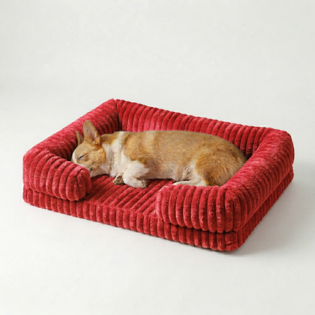 Hundebett mit erhöhtem Rand Sofa-Stil Memory Foam Orthopädisch Waschbar Komfort für kleine mittelgroße Hunde | Sansoti