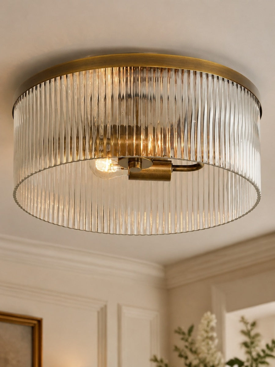 Geribbelde Glazen Plafondlamp Modern Laagbouw Ontwerp Slaapkamer Woonkamer Gang | Sansoti