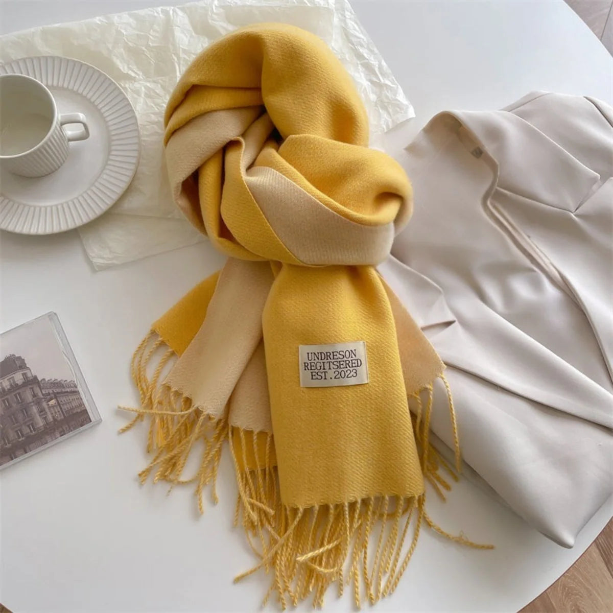 Étole réversible en laine pashmina à franges pour femme, écharpe d’hiver chaude, châle doux et élégant | Sansoti