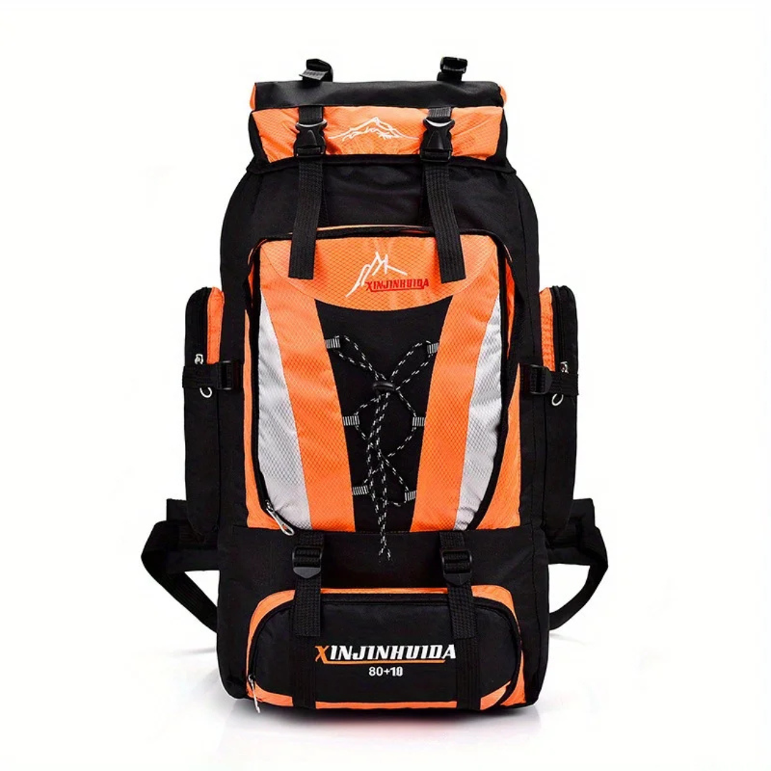 Wanderrucksack 80 Liter aus wasserdichtem Nylon mit Hüftgurt und belüftetem Rückenpanel für Outdoor und Camping | Sansoti