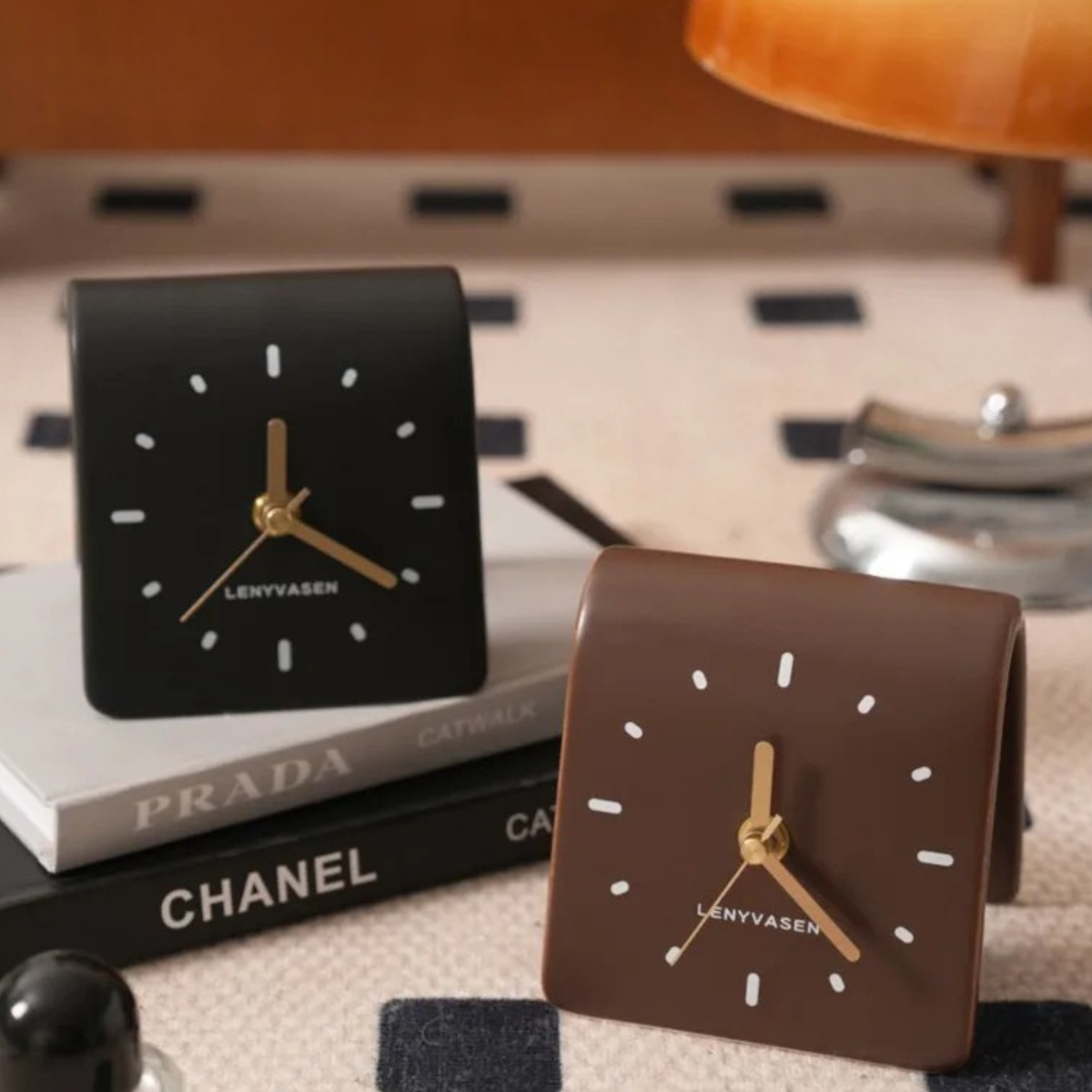Ceramic Table Clock Square Silent Dial Living Room and Bedroom Decorative Timepiece Silent Movement | Sansoti