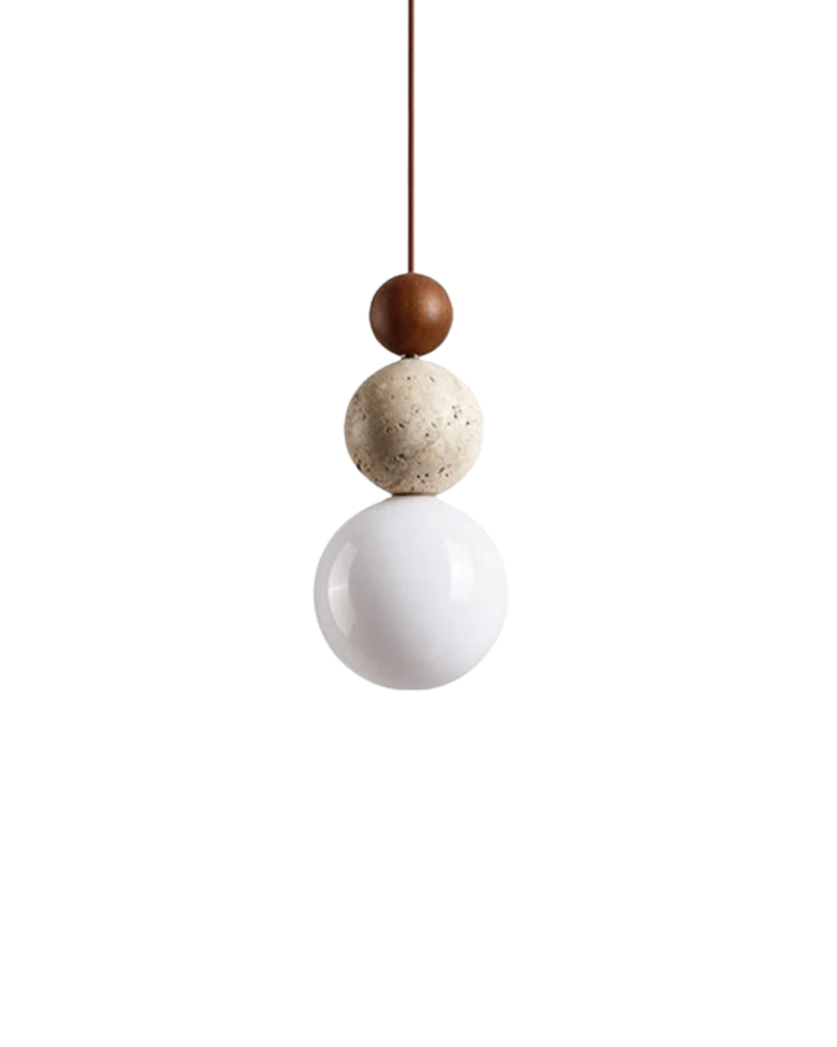 Sculptuur Hanglamp met Natuursteen en Glazen Bol – Warm Ambient Licht voor Eetkamer Woonkamer Slaapkamer – Japandi Design Hangverlichting | Sansoti
