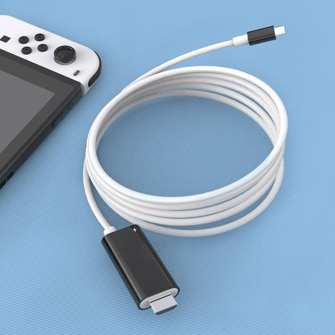 USB-C naar HDMI Adapter Kabel 2 Meter met Oplaadpoort voor Gaming Console Tablet Smartphone en Laptop | Sansoti