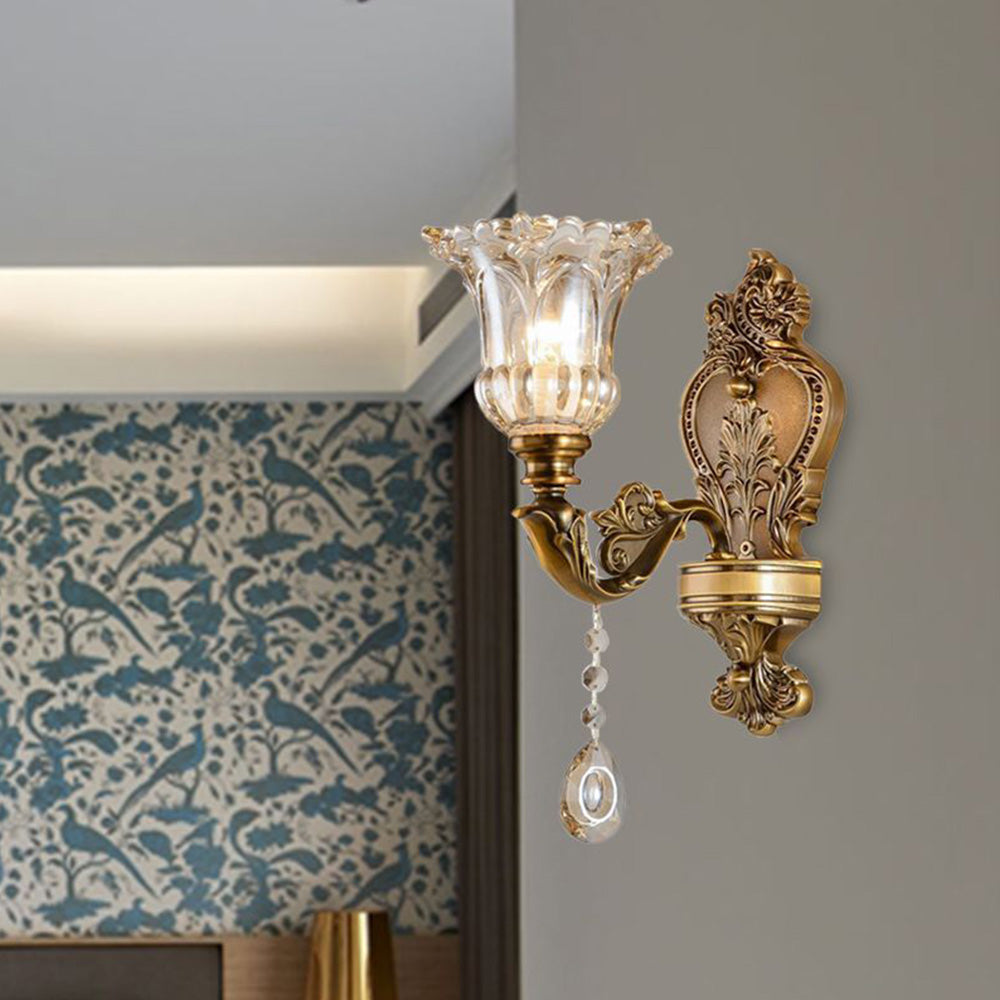 Vintage Wandleuchte Gold Glas Doppel Klassisch Warmweißes Licht Innenwandleuchte E14 Schlafzimmer Wohnzimmer Flur Dekorative Beleuchtung Wandleuchte | Sansoti