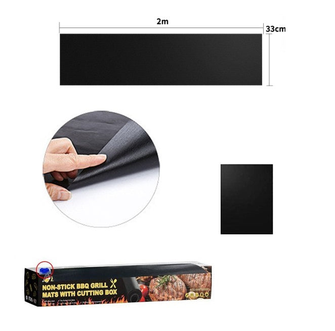 Wiederverwendbare BBQ-Matte, 33 cm, hitzebeständige Antihaft-Grillmatte für Grill, Ofen, Küche und Außenbereich, schwarz | Sansoti