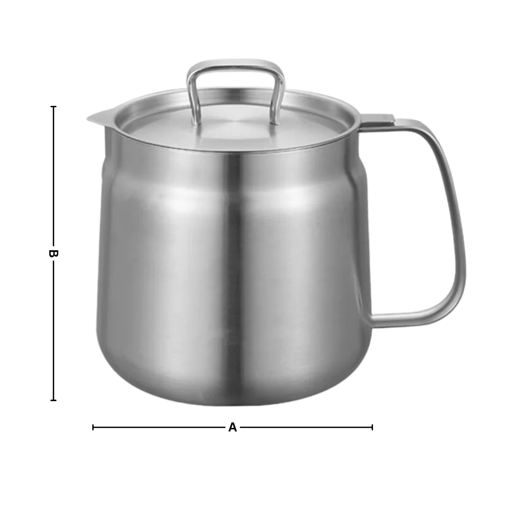 Frittierpfanne aus Edelstahl mit integriertem Sieb, 2 l, silberfarben, hitzebeständiger Griff, wiederverwendbar, Küche | Sansoti