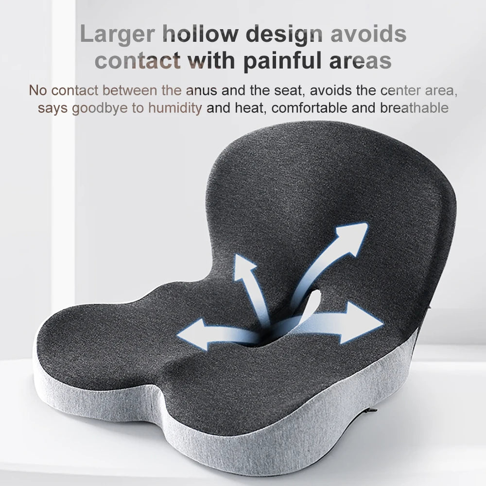 Ergonomisches Sitzkissen aus Memory-Schaum mit Lendenstütze für Bürostuhl, Auto und Arbeiten zu Hause, 44x42x32cm, Komfort | Sansoti