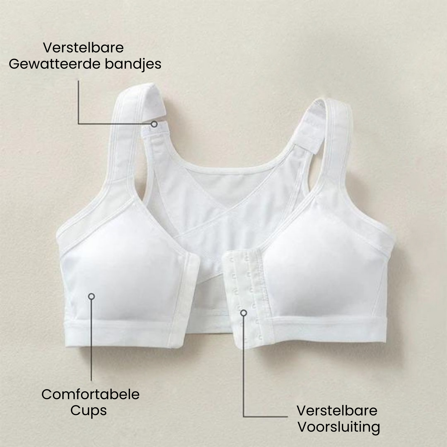 Houdingscorrigerende Comfortbeha met Voorsluit Zwart Beige Wit | Sansoti