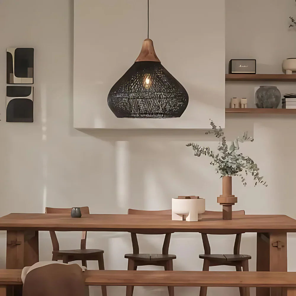 Rotan Hanglamp Boho Natuur Ø40 Ø50 Ø60 Zwart Of Naturel LED | Sansoti