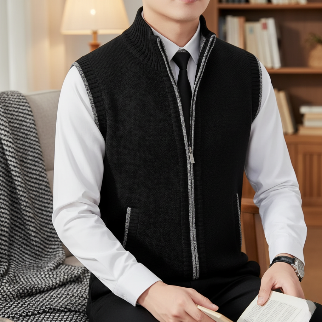 Gilet isolant sans manches pour homme avec fermeture éclair, chaud pour l'hiver, l'automne et le printemps, superposition, décontracté et outdoor | Sansoti