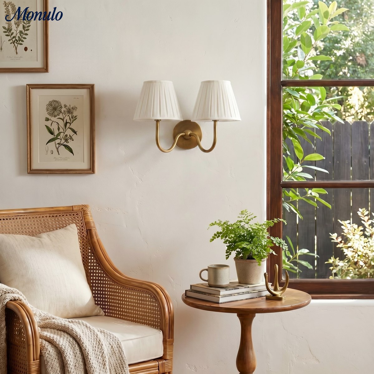 Wandlamp met Geplisseerde Stoffen Kap – Klassieke Verlichting voor Slaapkamer en Woonkamer | Sansoti