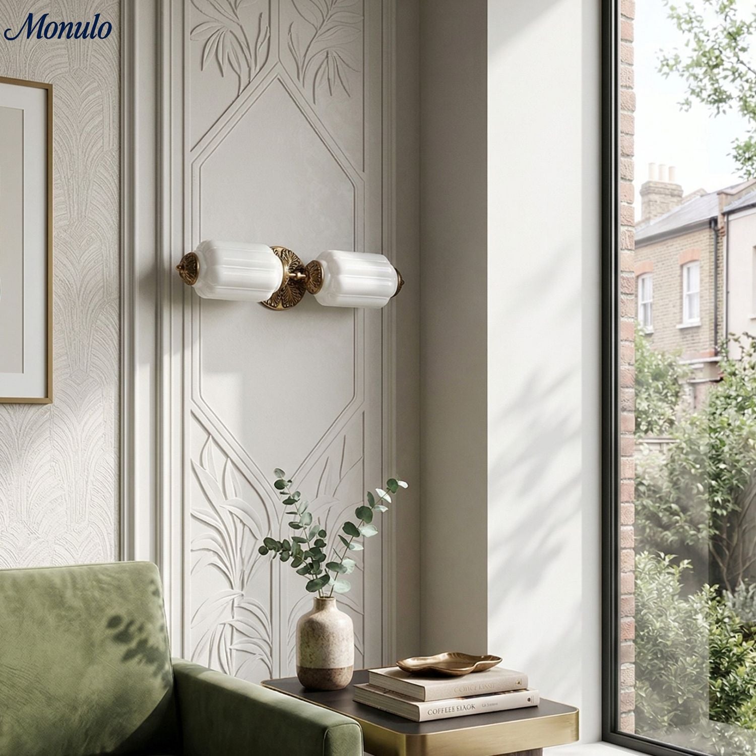 Vintage Glazen Wandlamp Horizontaal Model Eloise Lichtbron voor Woonkamer en Gang | Sansoti