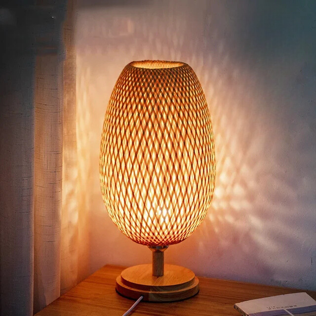 Bamboe Tafellamp Vintage Scandinavisch Design Warm Licht Slaapkamer Woonkamer Bureaulamp Oosterse Stijl | Sansoti