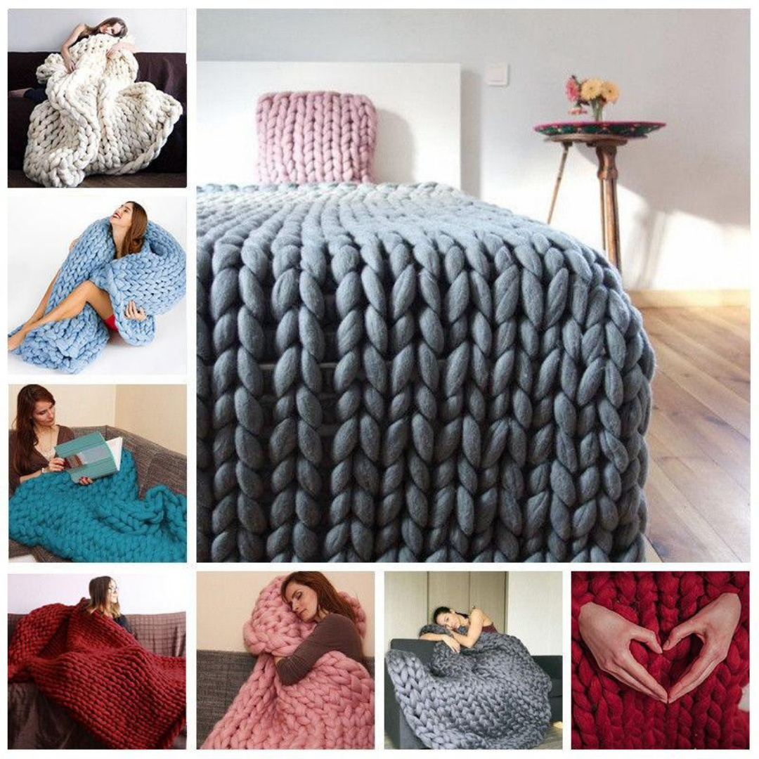 Gestrickte Decke 70x130cm Grob Gestrickt Plaid Weicher Überwurf Sofadecke Wohnzimmer Wärme Komfort Dekorativ | Sansoti