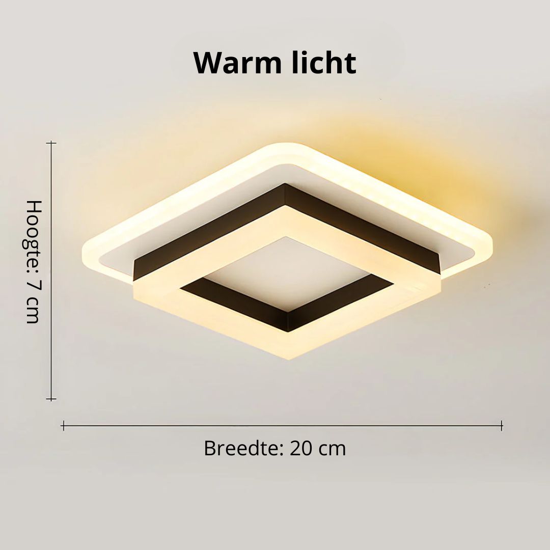 Quadratische LED Deckenleuchte 1920 Lumen Schwarz Weiß Schlafzimmer Flur Wohnzimmer Moderne Deckenlampe Geometrisches Design Innenbeleuchtung | Restfield