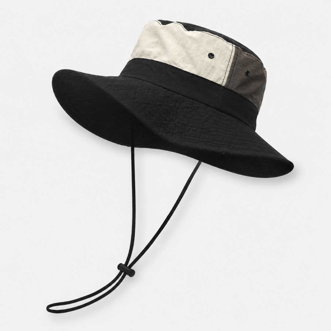 Outdoor Zonnehoed Brede Rand Unisex met Kinband Sneldrogend UV-Bescherming voor Wandelen Kamperen Vissen | Sansoti