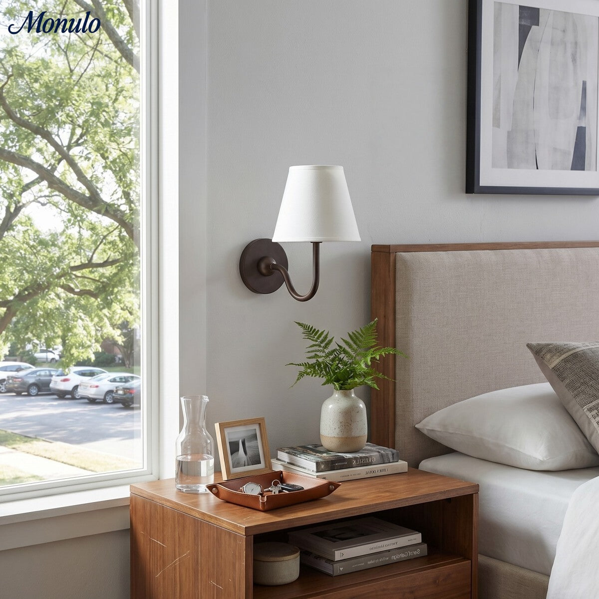 Wandlamp met Geplisseerde Stoffen Kap – Klassieke Verlichting voor Slaapkamer en Woonkamer | Sansoti