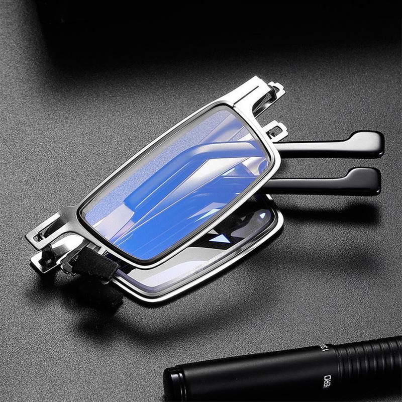 Vouwbare Leesbril met Blauwlichtfilter Titanium Rond en Vierkant Ultralicht Compact 19g Oogbescherming | Sansoti