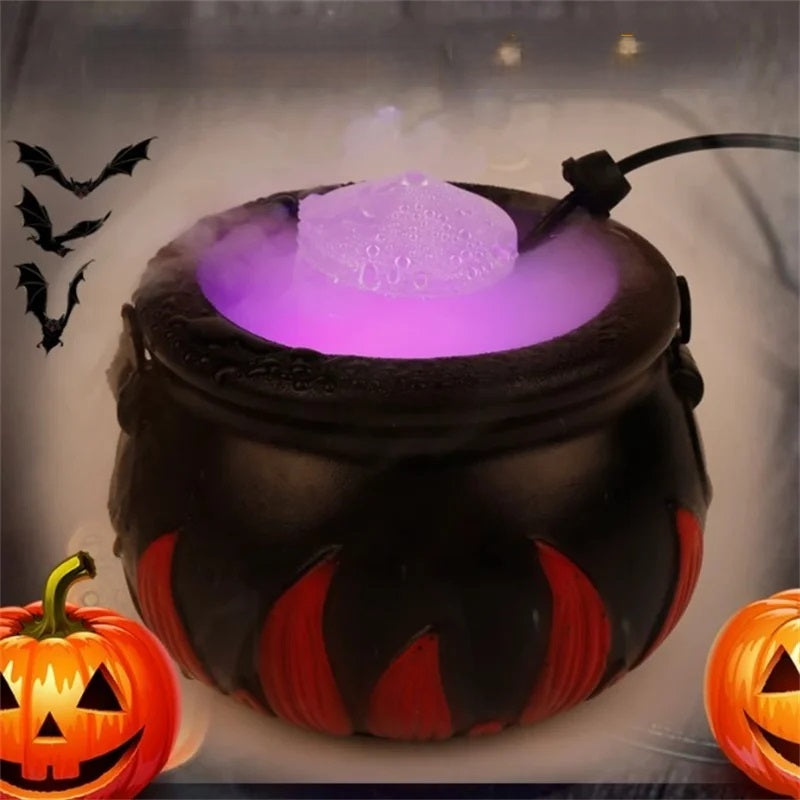 Witch's Cauldron Fog Machine with LED Lighting and Fountain Function for Halloween Party Decorations, Spooky Atmosphere | Sansoti