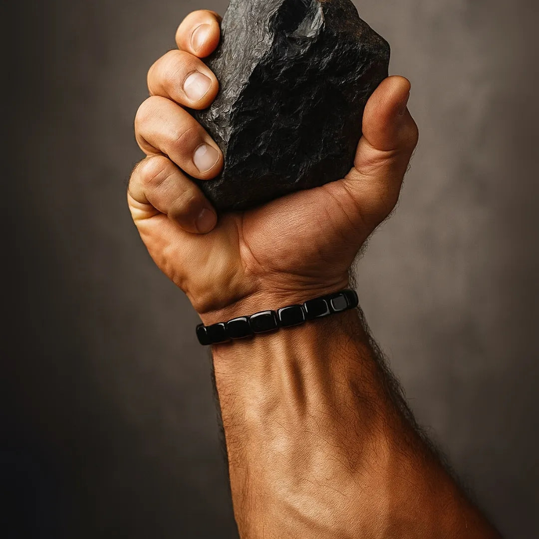Verstellbares Hämatit-Armband, Schwarz, silberfarben, Naturstein, Balance, Ruhe, für Damen und Herren, Meditation | Sansoti