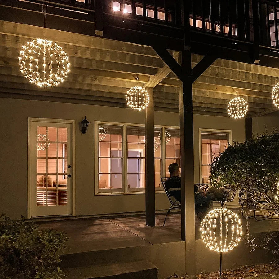 LED Ambient Light Ball Ø 30 cm Wireless Battery-Powered Metal Frame Foldable Decorative Mood Lighting Indoor Outdoor | Sansoti