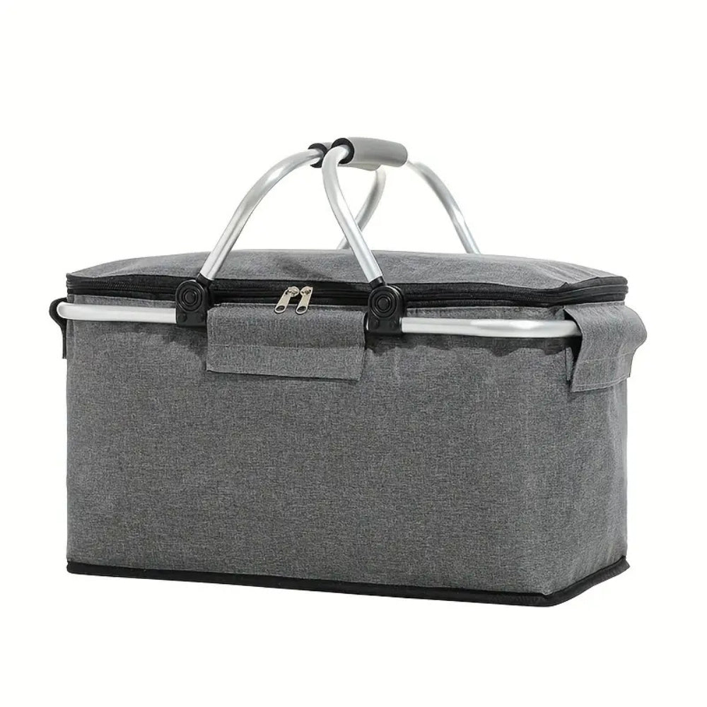 Zusammenfaltbarer Kühlkorb 18 l mit isoliertem Aluminiumrahmen für Picknick, Camping, Strand und Einkäufe, tragbar und leicht | Sansoti