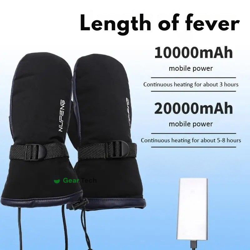 USB Verwarmde Handschoenen Dubbelzijdig Waterafstotend Touchscreen Winterwarmte Skiwanten Outdoor Vingertoppen | Sansoti