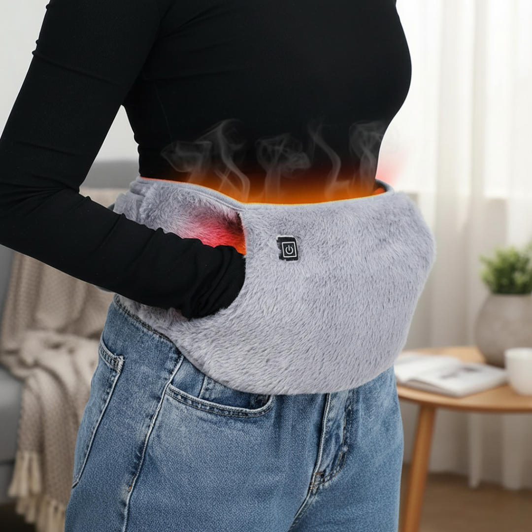 USB-C Heated Belt Adjustable Gray 3 Heat Settings Abdomen Back Hand Warmer Soft Polyester 105x20cm Winter | Sansoti